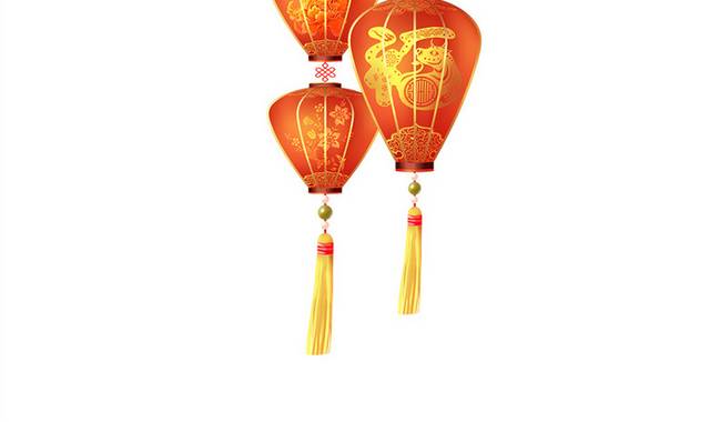 古典中国风春节福字红灯笼元素