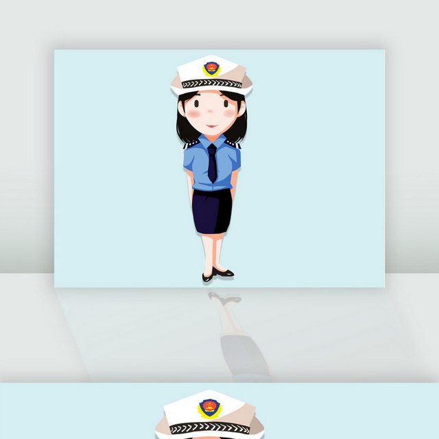 卡通手绘女交警人物插画