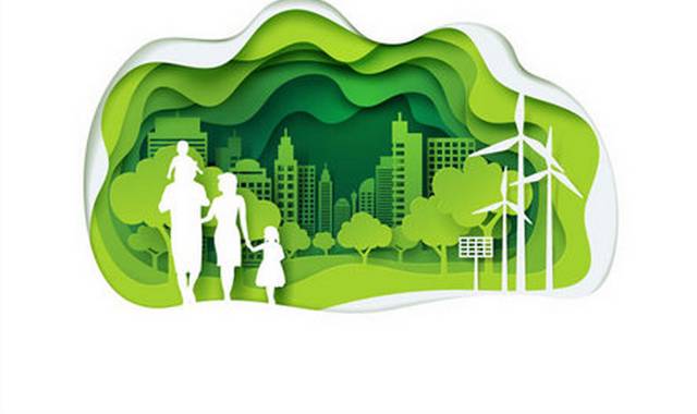 生态城市与绿色建筑矢量图