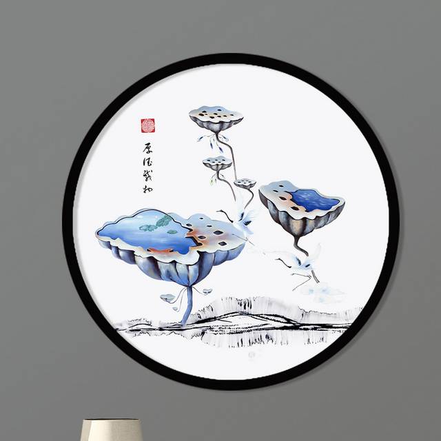 中国风水墨莲蓬荷花装饰画