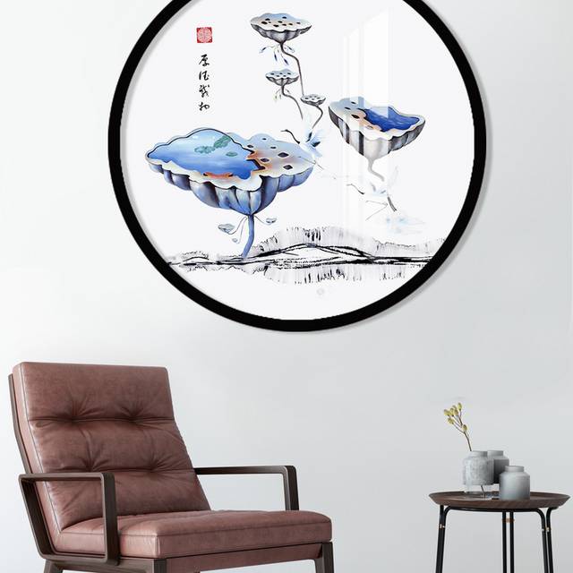 中国风水墨莲蓬荷花装饰画