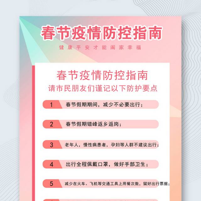 春节疫情防控指南小知识海报