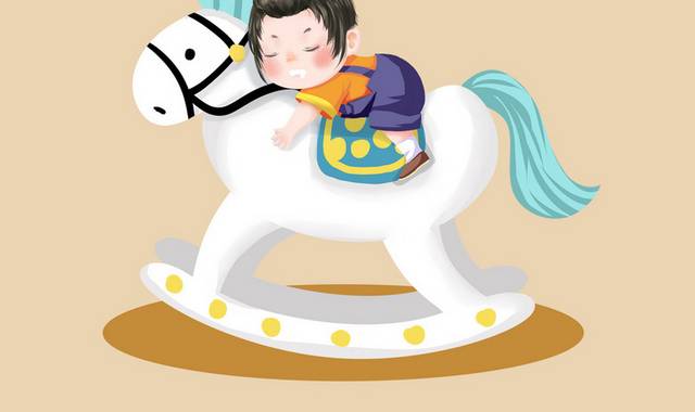 骑木马的可爱小男孩61儿童节插画