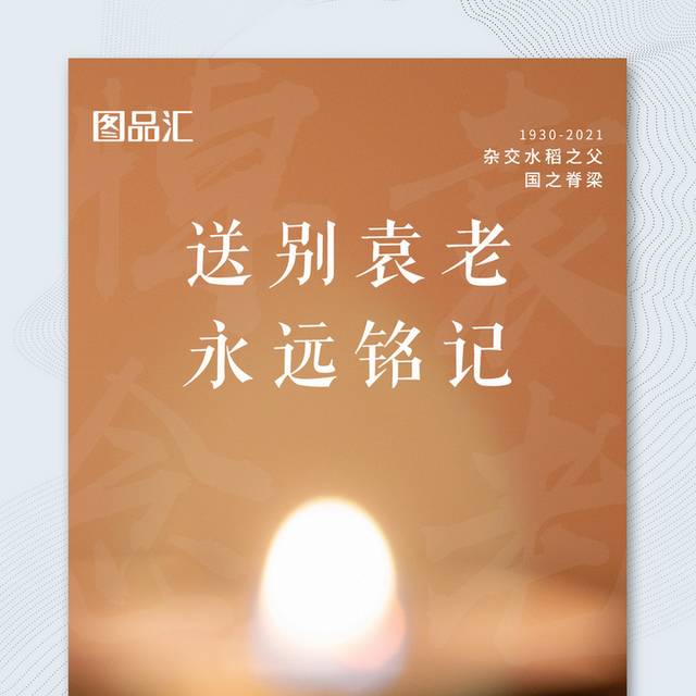 简约送别袁老悼念袁隆平公益海报