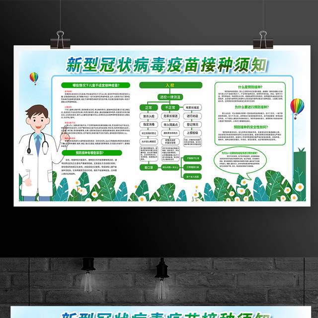 新型冠状病毒疫苗接种须知宣传展板