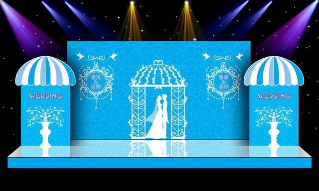 蓝色婚礼舞台背景