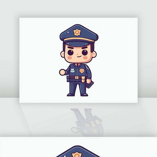 卡通可爱风格站立执法的警察角色插画
