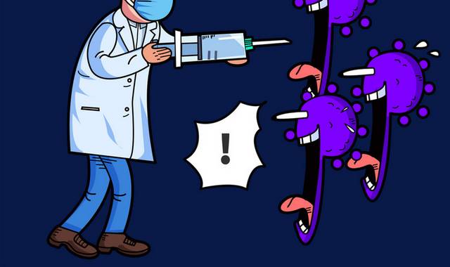 紫色漫画卡通医生战病毒