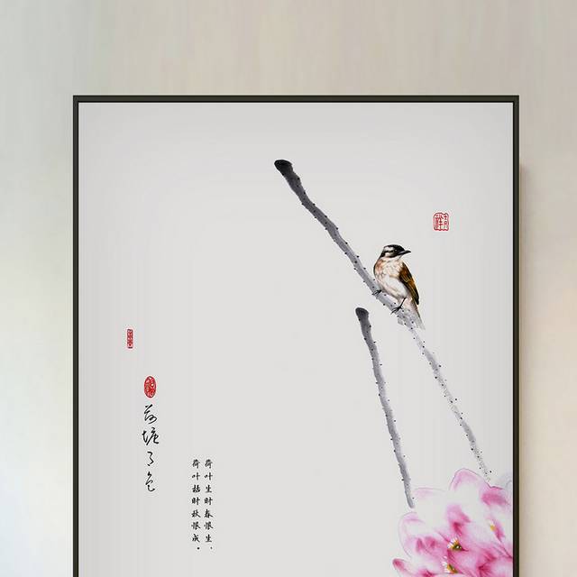 新中式水墨花鸟图装饰画