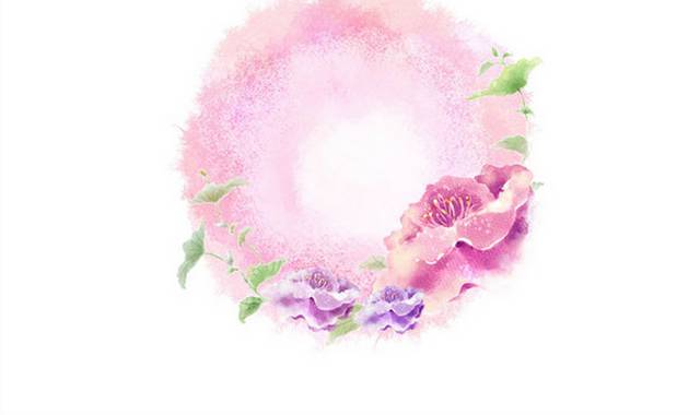 粉色水彩底纹和花朵