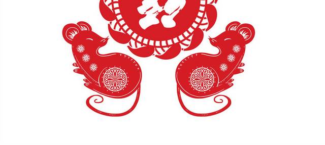 2020春节新年红色老鼠剪纸