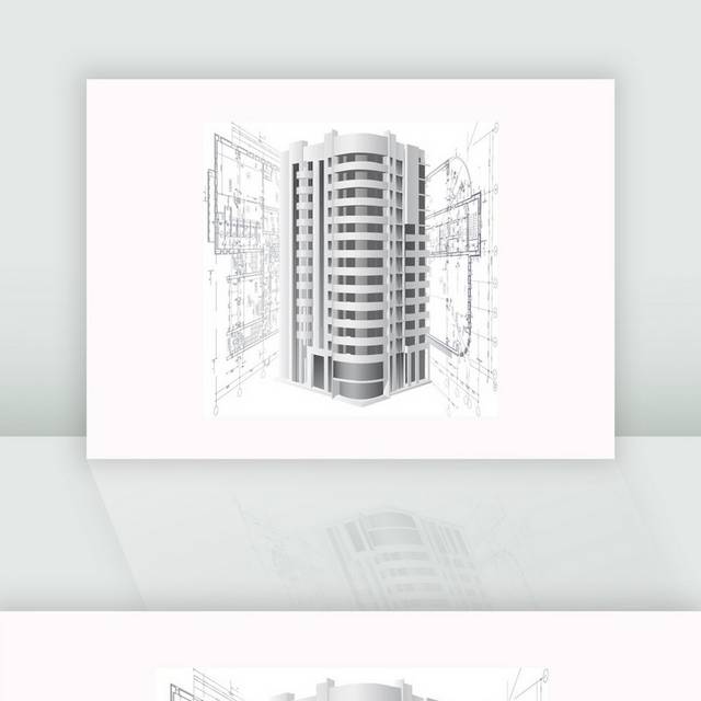 卡通黑白手绘3D建筑
