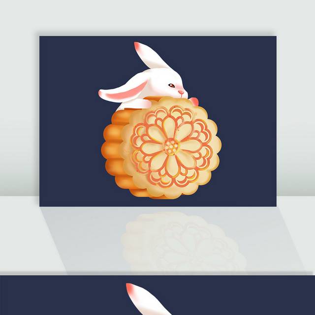 中秋节月饼卡通兔子插画