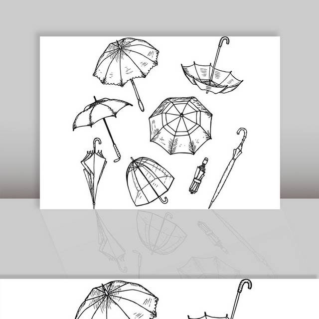 简笔画雨伞遮阳伞