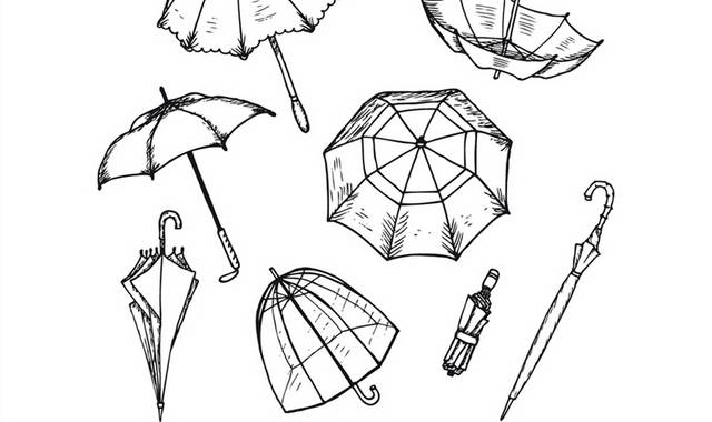 简笔画雨伞遮阳伞