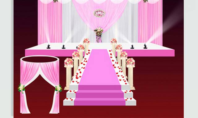 粉色舞台花卉婚礼背景
