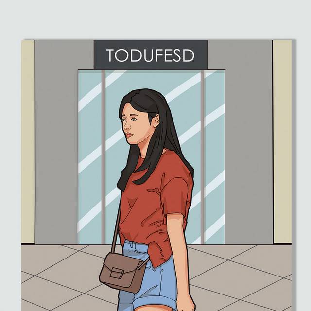 购物美女插画