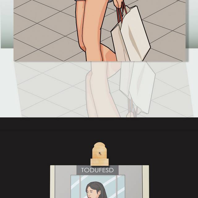 购物美女插画
