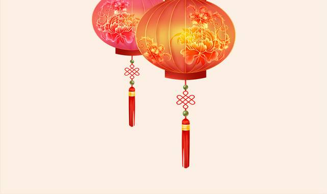 手绘中国风春节红灯笼素材