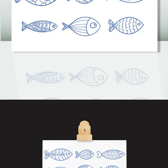 卡通手绘简笔画鱼