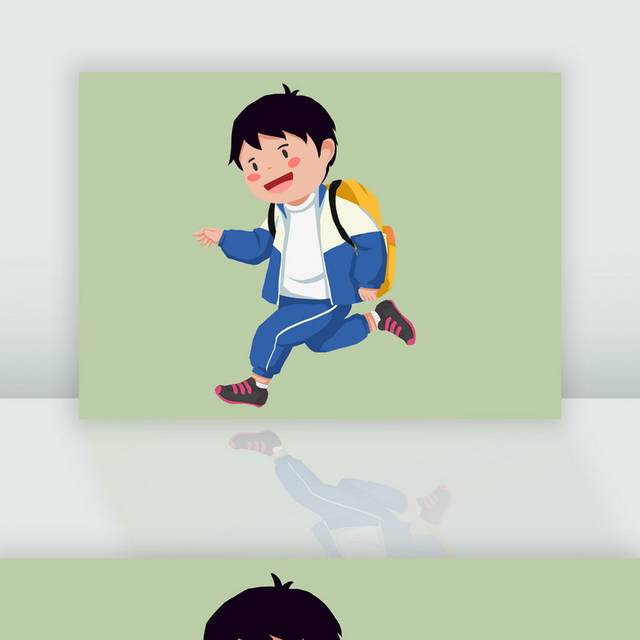 可爱奔跑的卡通学生开学季儿童插画
