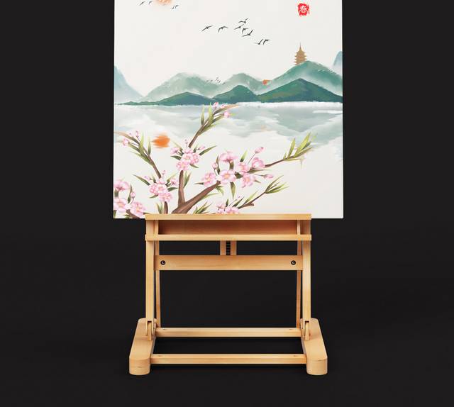 中国风春天水墨山水画素材