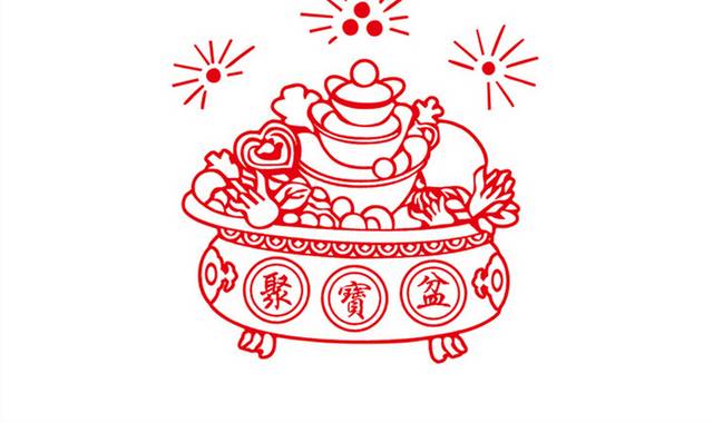 简笔画聚宝盆素材