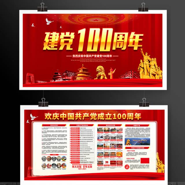 热烈庆祝中国共产党成立100周年宣传栏模板