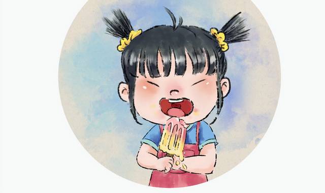 吃冰棍的小女孩61儿童节插画