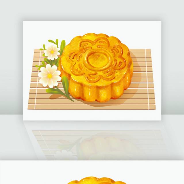 手绘花卉月饼中秋节特色美食素材
