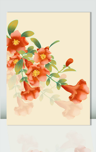 手绘中国风石榴花插画 图品汇 手绘中国风石榴花插画 图品汇