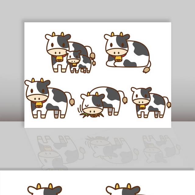 矢量动物牛简笔画