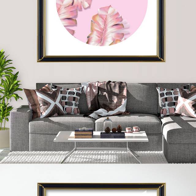 粉色树叶植物装饰画