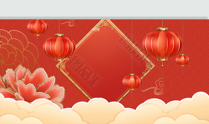 中國紅古典元旦新年背景_圖品彙