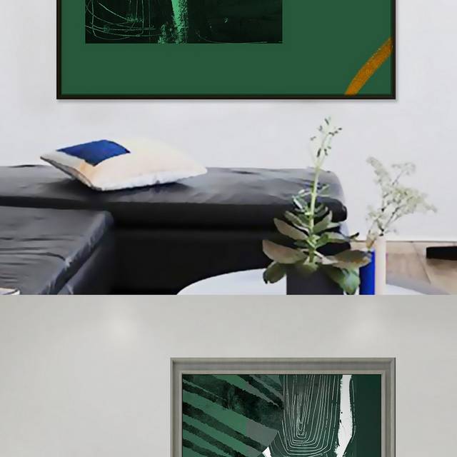 绿色抽象艺术装饰画模板