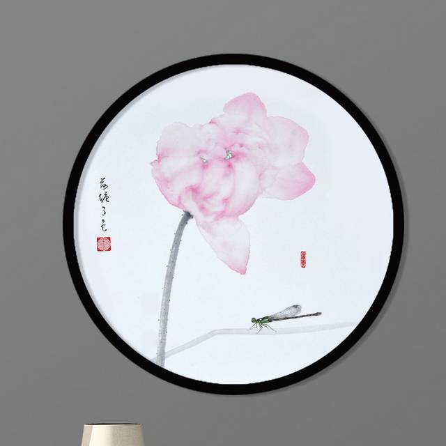 中国风粉色荷花装饰画