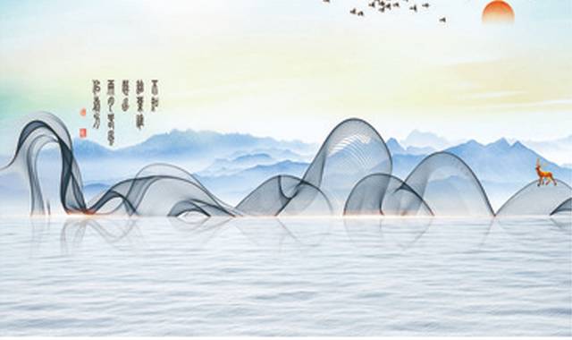 简约中国风山水墙画