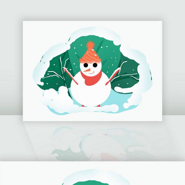 手绘插画可爱圣诞雪人 