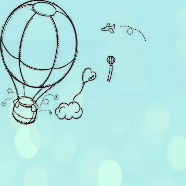 浅蓝色儿童童趣可爱云朵热气球H背景