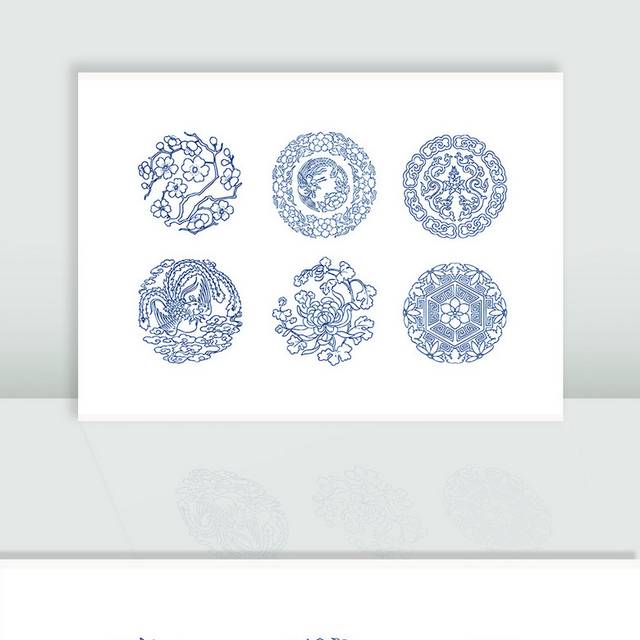 青花瓷古典圆形图案