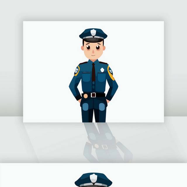 警察站岗角色插画