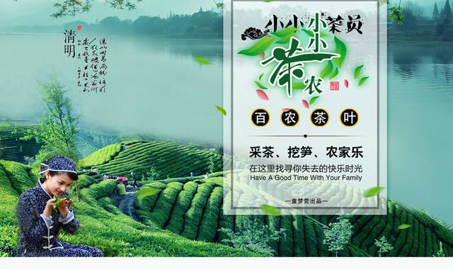 春季清新简洁茶叶海报设计模版