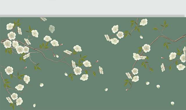 中式手绘花卉背景图