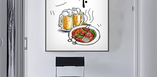 现代艺术美食饭店餐厅装饰画