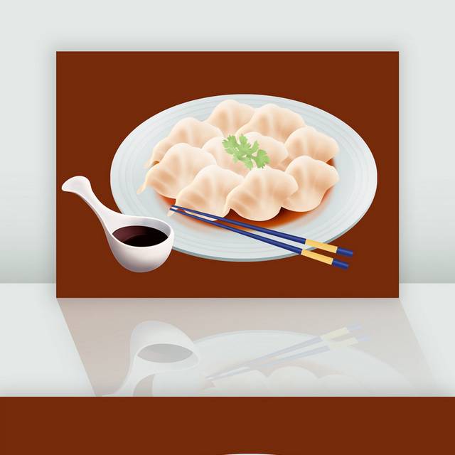 手绘过年写实饺子美食