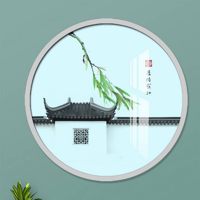 中国风建筑屋檐装饰画挂画