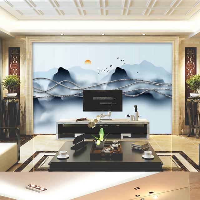 水墨新中式山水画装饰背景墙