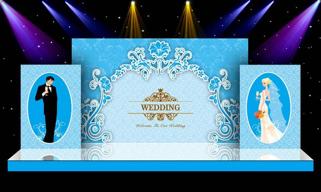 蓝色婚礼舞台背景