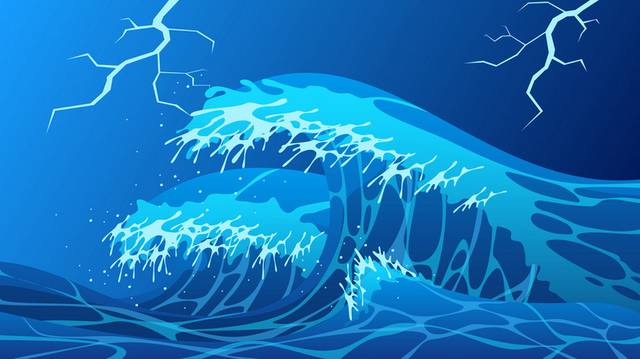 卡通海浪