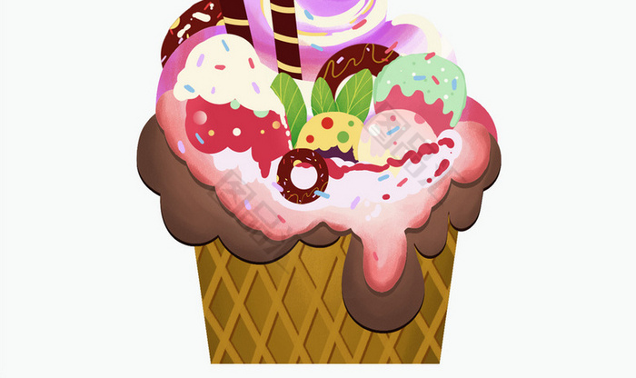 手绘插画美味冰激凌